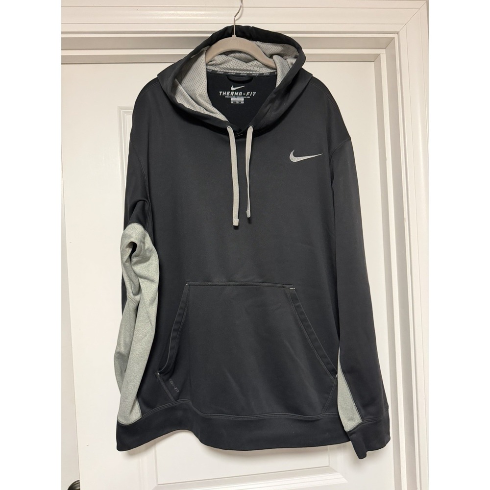 Nike Therma-FIT men's pullover hoodie in black & Gray,‎ Size XXL